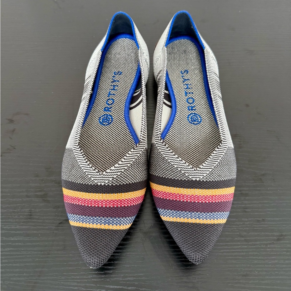 Rothy's EUC Inverse Stripe Pointe flats